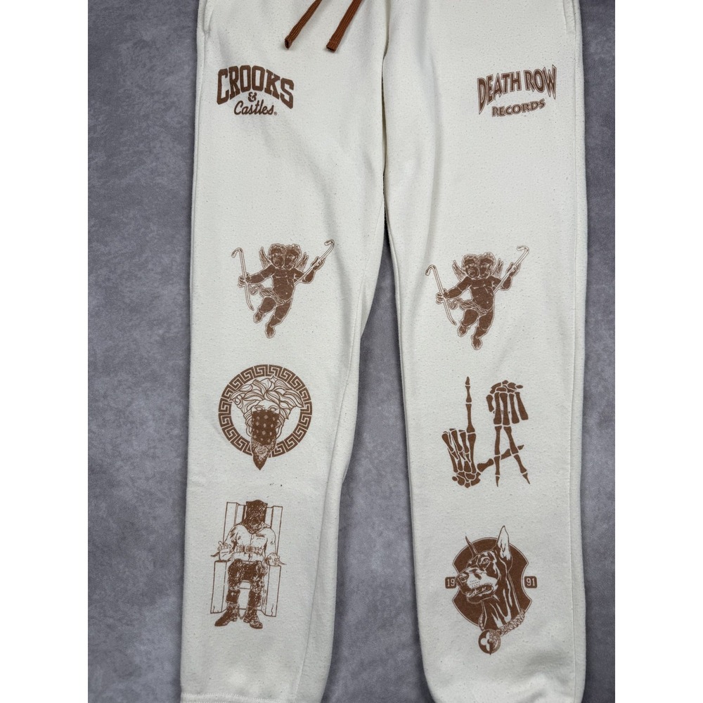 Crooks & Castles Death Row Records Pants Mens Large White Graphic Joggers 2022 - Picture 2 of 16